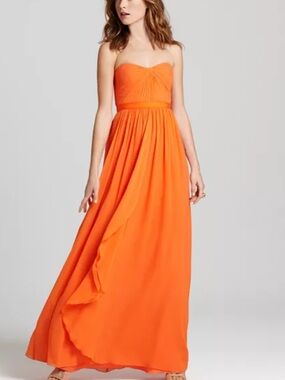 Elegant Orange Spaghetti Strap Dress